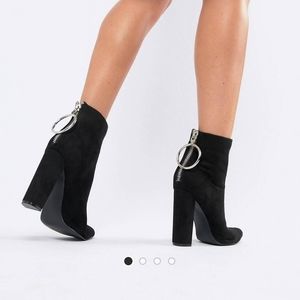 Public Desire Fleek Black Ring Detail Heel Boots